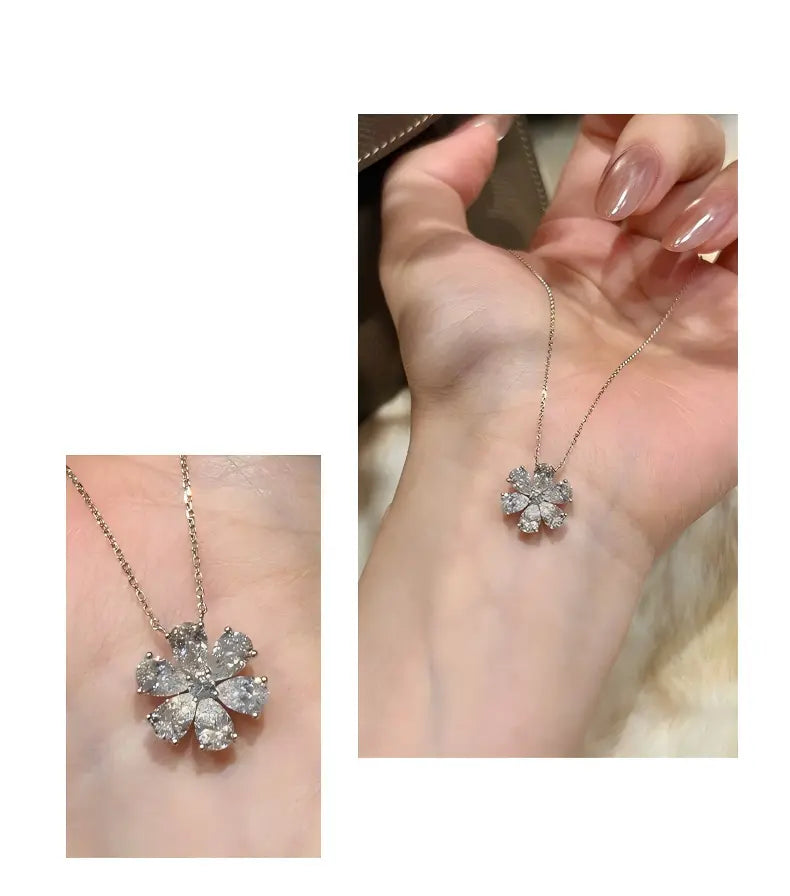 18K White Gold Forget-Me-Not Daisy Necklace, 1.80ctw