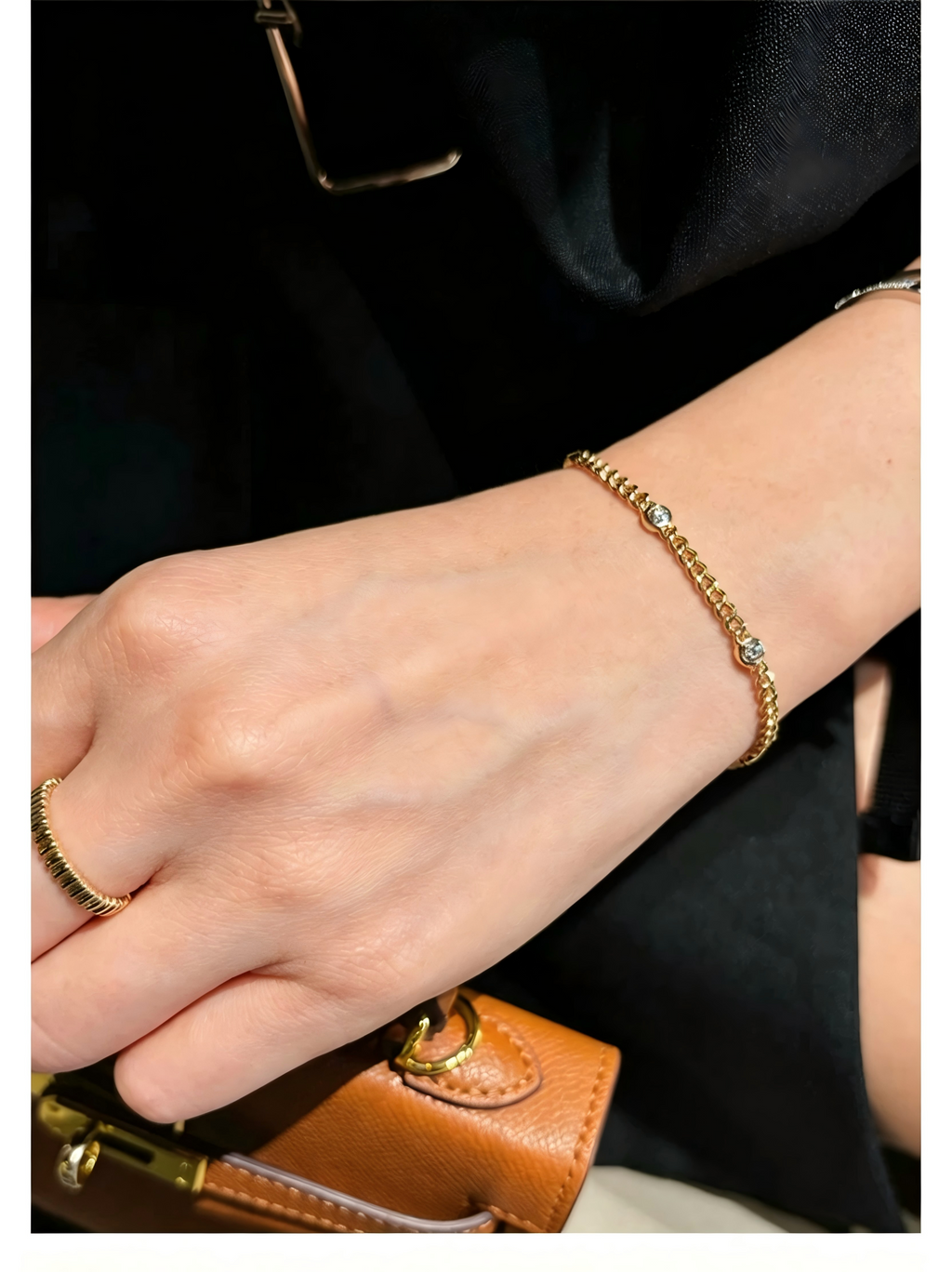 18K Yellow Gold Bubble Cuban Bracelet, 0.40ctw