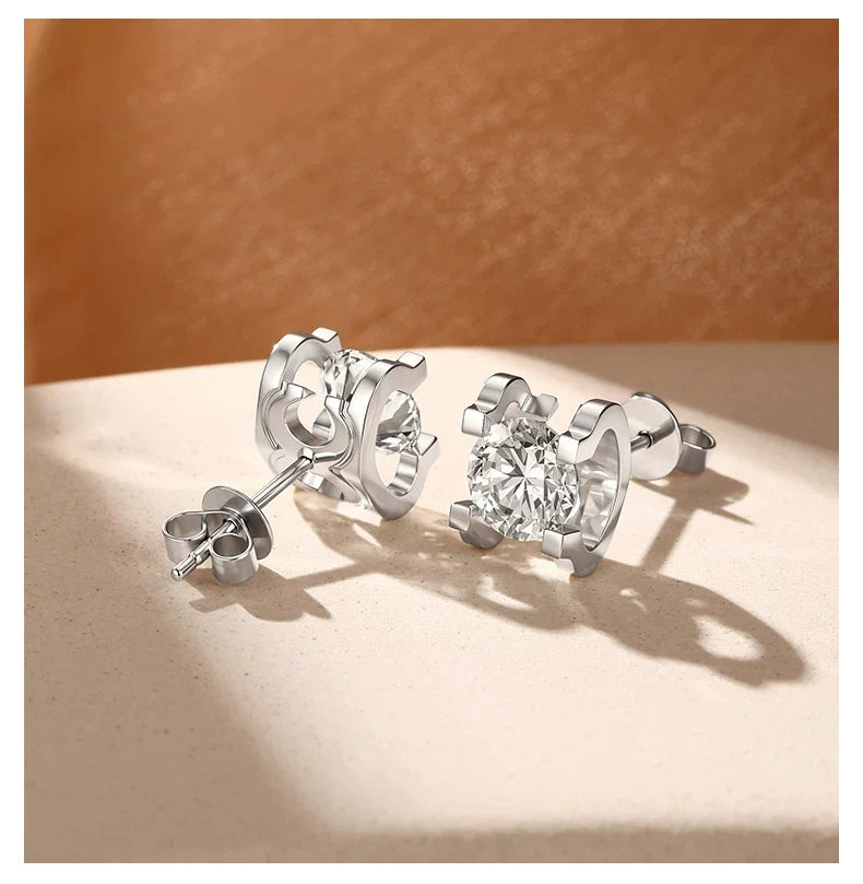[Pair] Four-Prong Stud Earrings, 1.00 ct each
