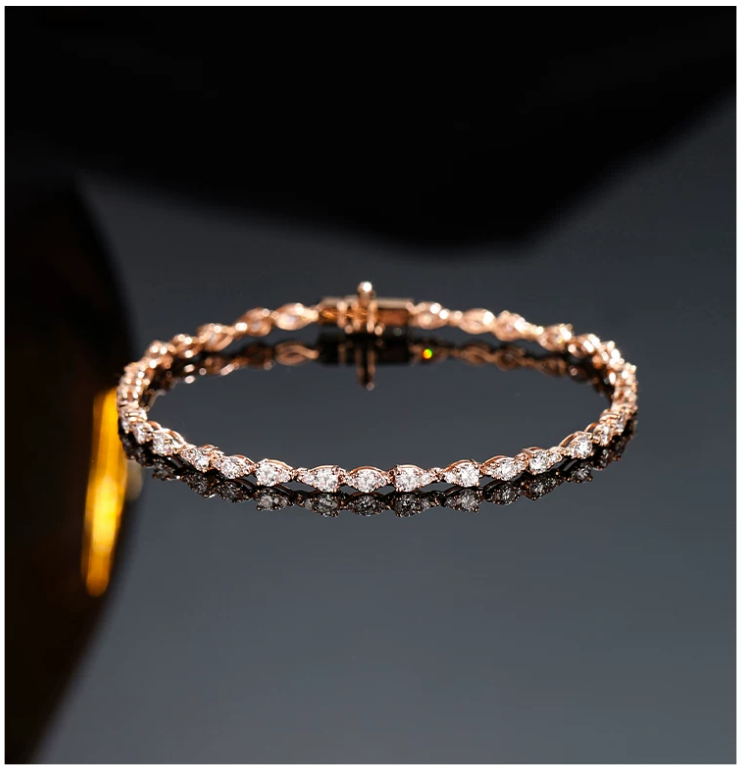 18K White Gold Floral Pear & Marquise Bracelet, 2.50ctw