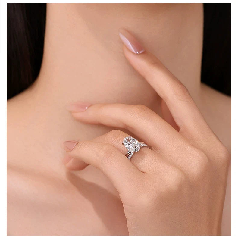 18K White Gold Hailey Hidden Halo Ladies Ring, 3.00 ct