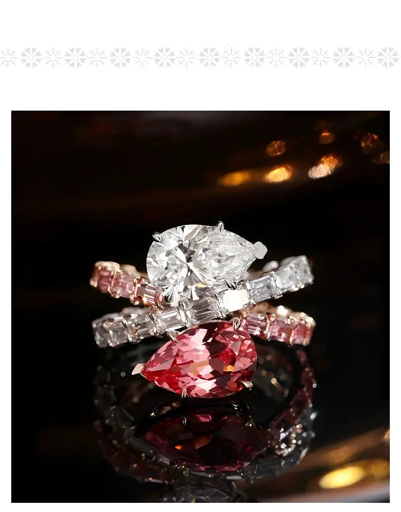 18K White & Rose Gold Pear-Shaped Two-Stone Toi et Moi Diamond Ring, 2.00 ct each center stone