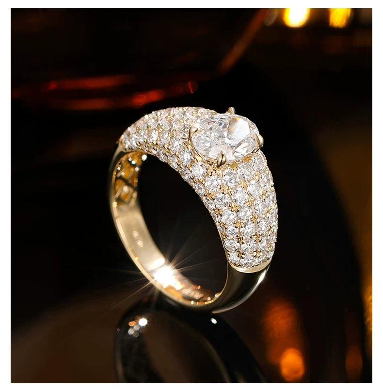 18K White Gold Oval Celestial Full-Diamond Ring, 1.00 ct center stone