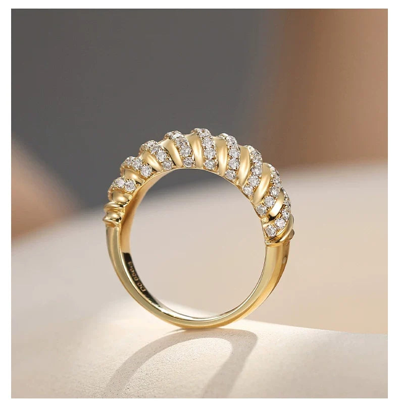 18K Yellow Gold Donut Two-Tone Diamond Ring, 0.60ctw