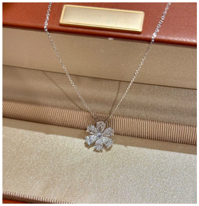 18K White Gold Forget-Me-Not Daisy Necklace, 1.80ctw