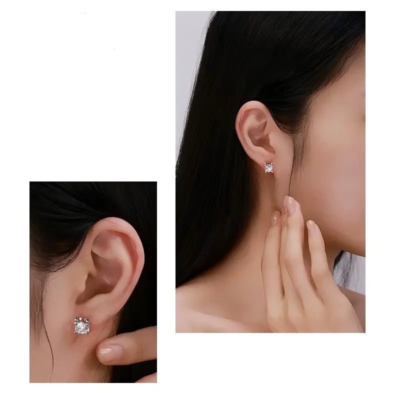 [Pair] Four-Prong Stud Earrings, 1.00 ct each