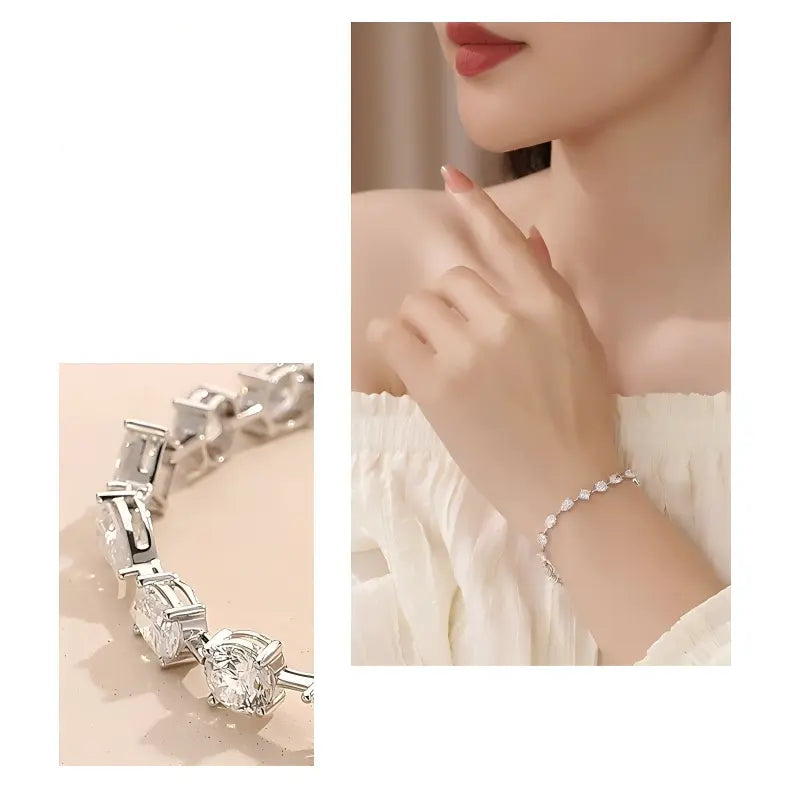 18K White Gold Fancy-Shape Bracelet, 0.30 ct each