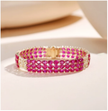 18K Yellow Gold Four-Leaf Clover Ruby Bracelet, approx. 23 g total weight
