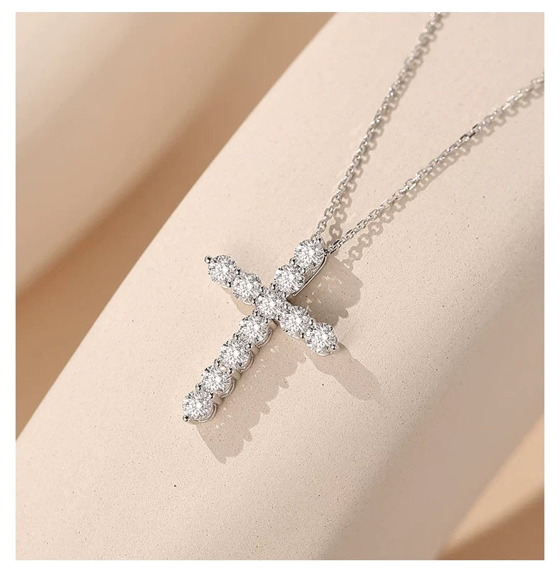 18K White Gold Small Cross Necklace