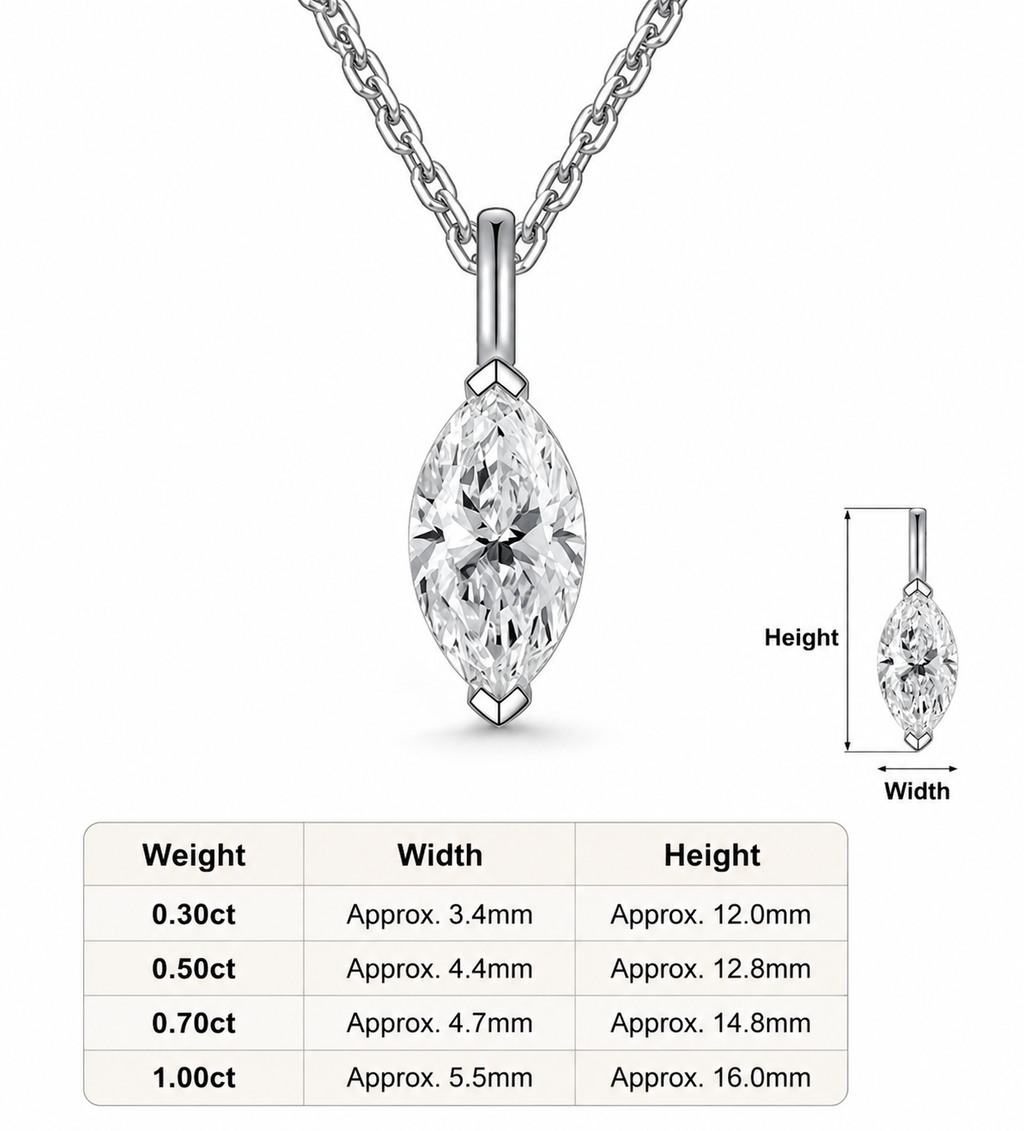 Marquise Minimalist Pendant, 1.00 ct
