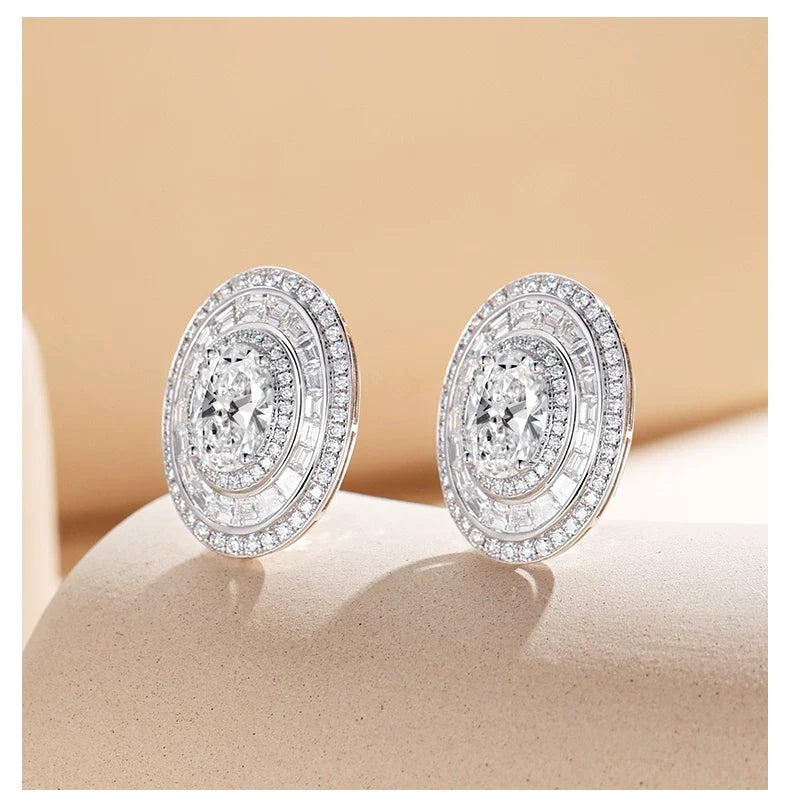 [Pair] PT950 Platinum Oval Roman Miracle Ear Jackets, 4.00ctw center stones