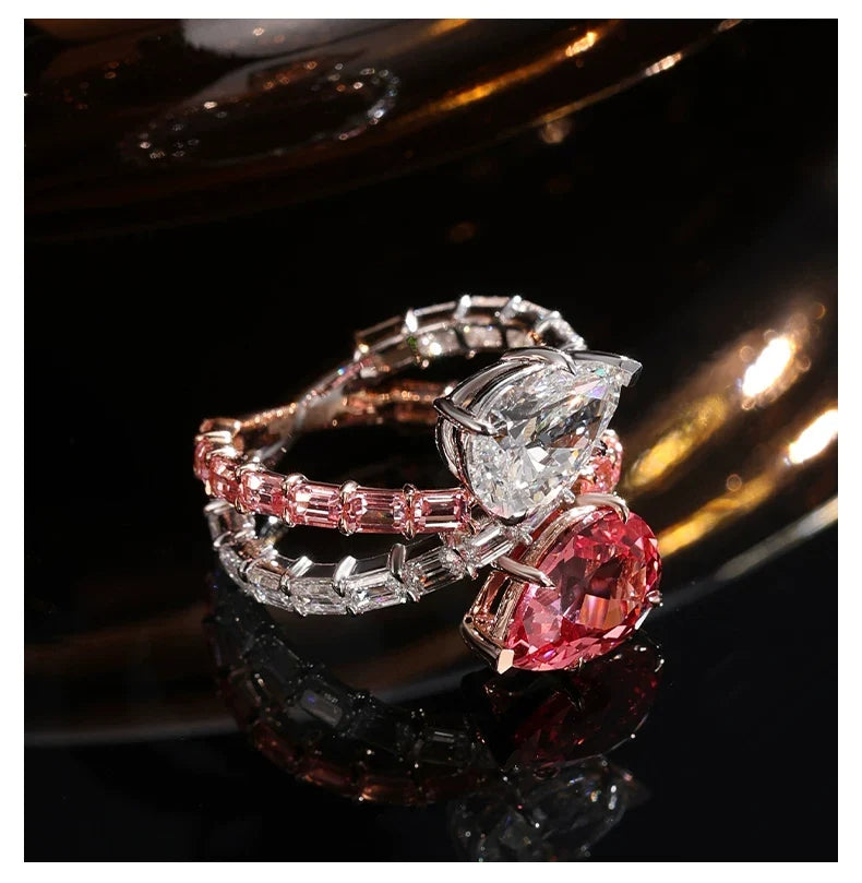 18K White & Rose Gold Pear-Shaped Two-Stone Toi et Moi Diamond Ring, 2.00 ct each center stone
