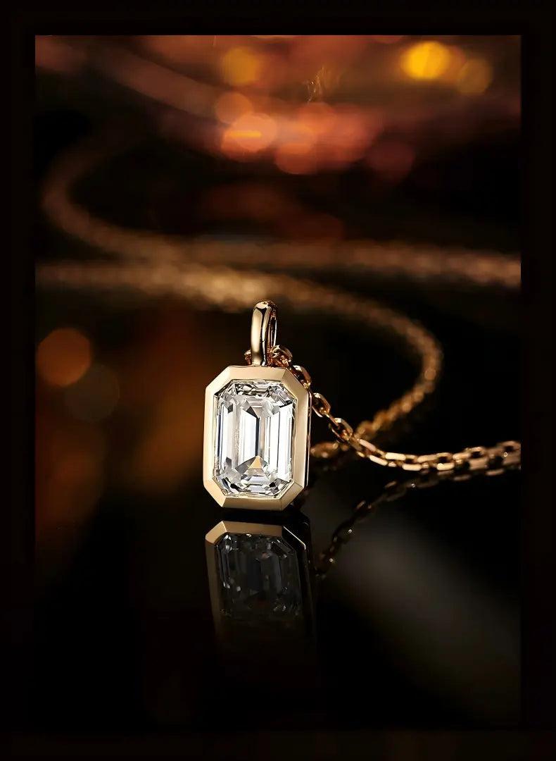 18K Yellow Gold Bezel-Set Emerald-Cut Pendant, 1.00 ct