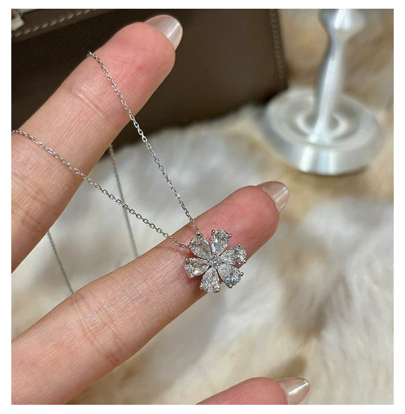 18K White Gold Forget-Me-Not Daisy Necklace, 1.80ctw