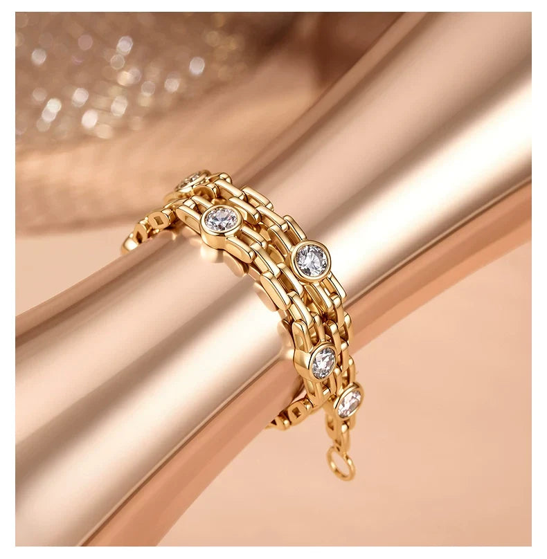 9K Yellow Gold Color Tank Bubble Bracelet, 0.90ctw