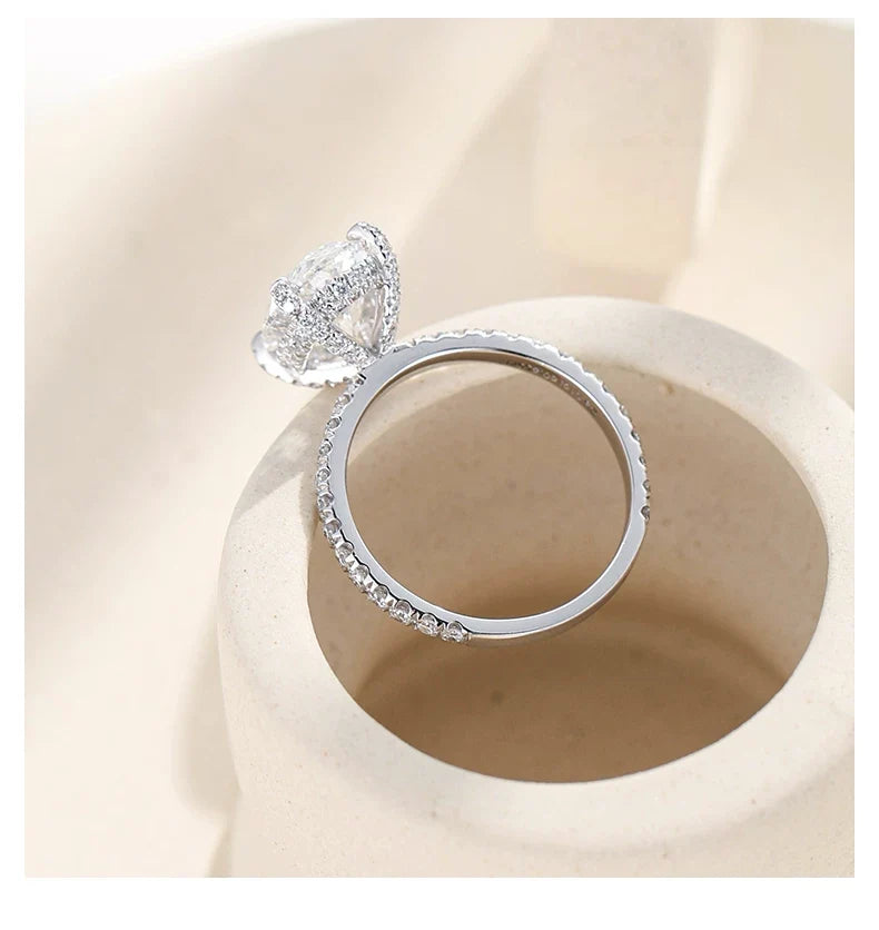 PT950 Platinum Oval Slim Shank Diamond Accent Ring, 3.00 ct
