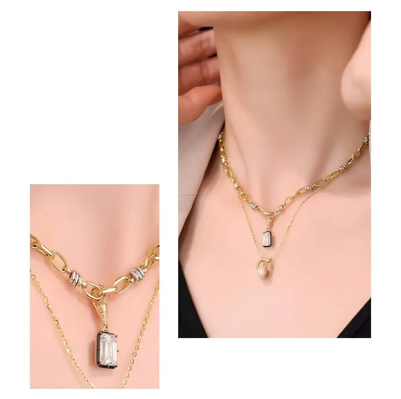 18K Yellow Gold Oval Black-Gold Pendant with Enhancer Clasp, 1.00 ct