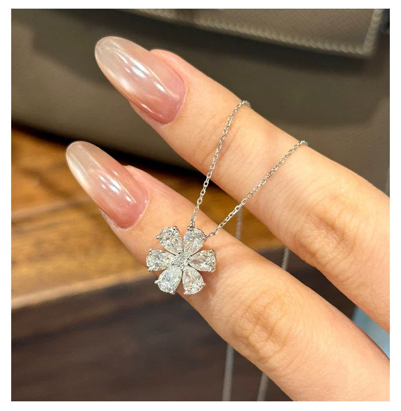 18K White Gold Forget-Me-Not Daisy Necklace, 1.80ctw