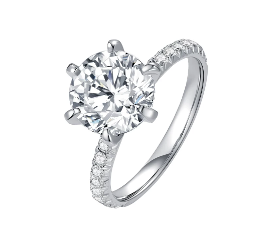 PT950 Platinum Oval Slim Shank Diamond Accent Ring, 3.00 ct