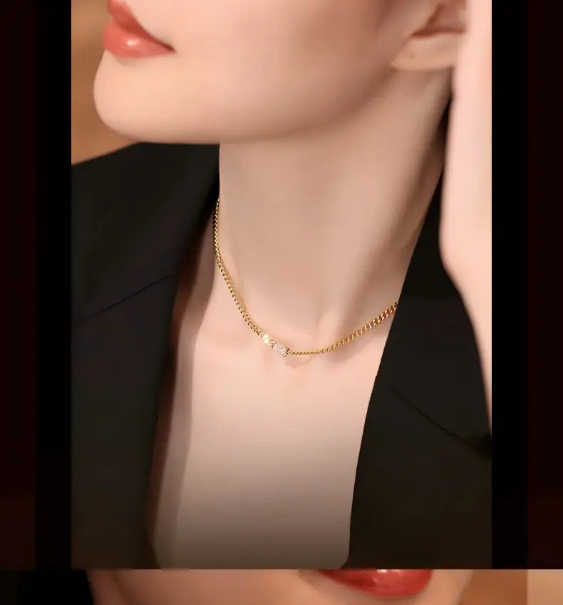18K Yellow Gold Emerald-Cut Cuban Choker Necklace, 1.00 ct