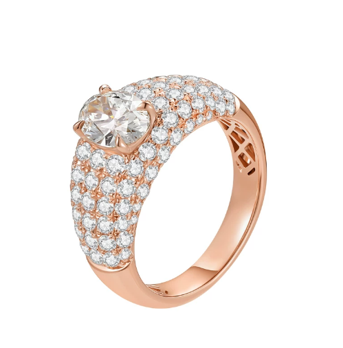 18K White Gold Oval Celestial Full-Diamond Ring, 1.00 ct center stone