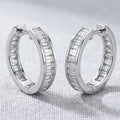 [Pair] PT950 Platinum Emerald-Cut Full-Eternity Huggie Earrings, 15 mm inner diameter, 0.15 ct each / 3.60ctw